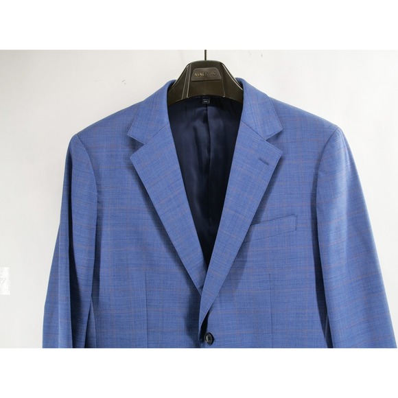Bonobos Blazer Mens 40R Blue Plaid Wool Slim Fit Two Button Sport Coat Jacket - Picture 2 of 12